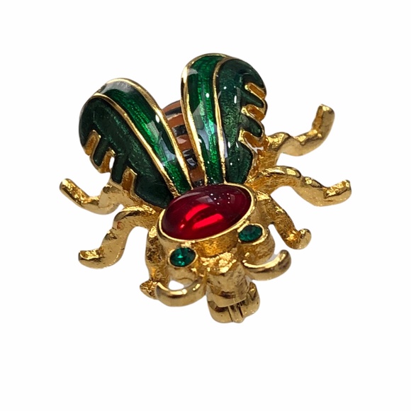 VINTAGE JOAN RIVERS ENAMEL & GOLD TONE HONEY BEE BROOCH - Picture 8 of 16